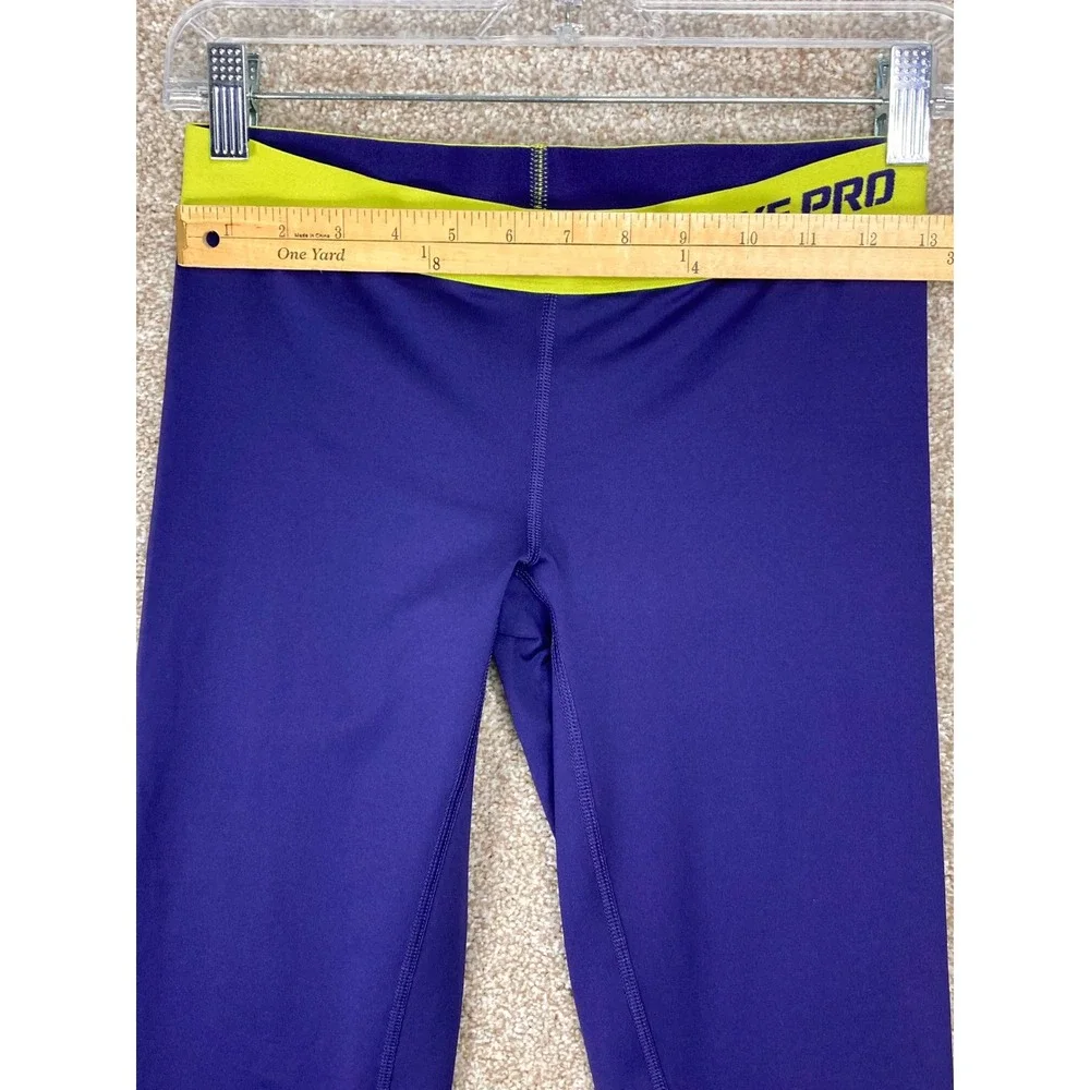 Nike Pro Dri-FIT Capri Leggings Womens S Purple Neon Athletic Training Pull On
